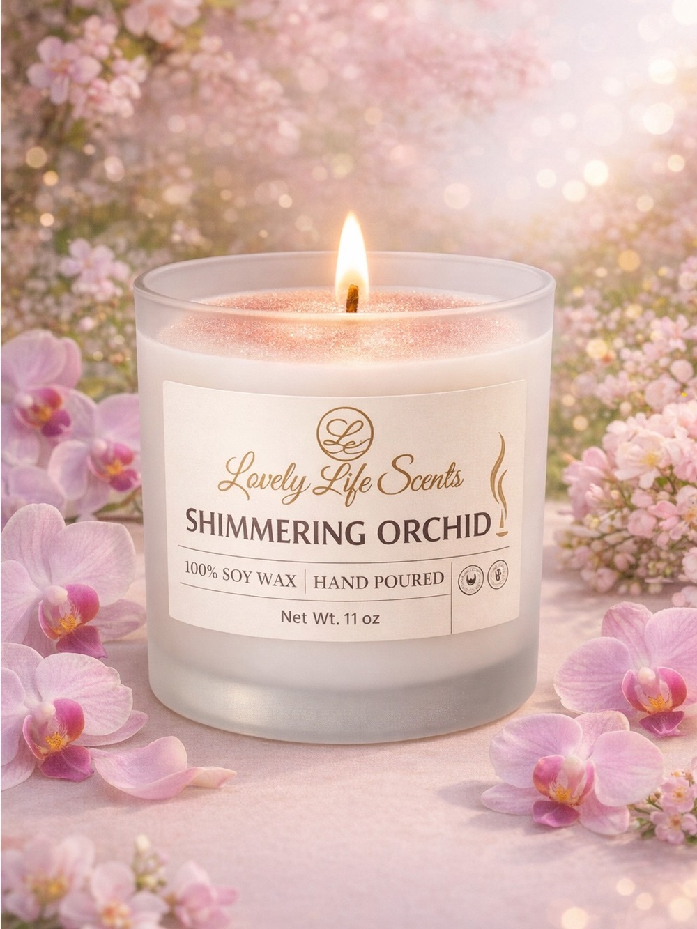 Shimmering Orchid 11oz Premium Soy Candle - Lovely Life Scents - Picture 3 of 3